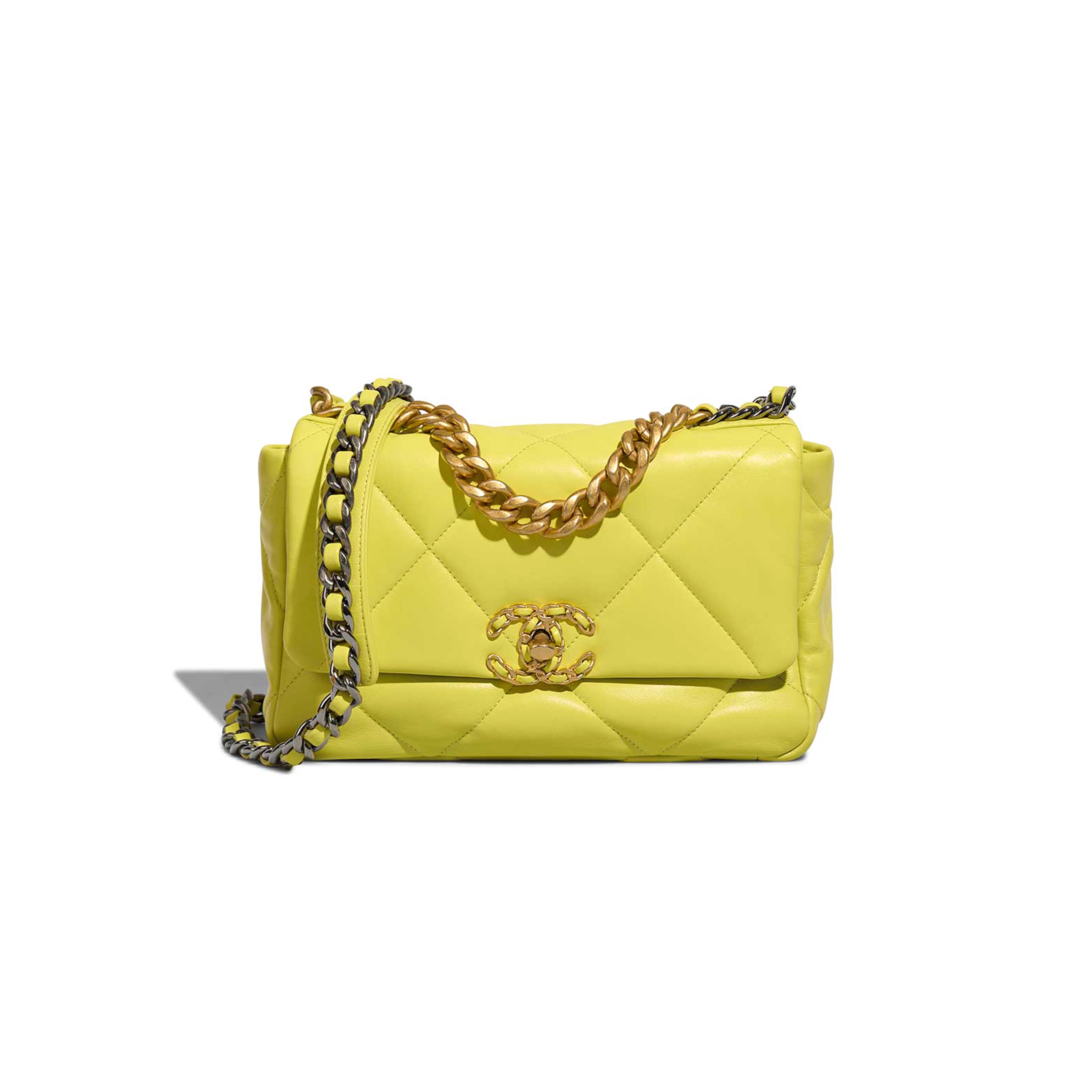 CHANEL 19 FLAP BAG LAMB LIME YELLOW AS1160 (26*16*9cm)